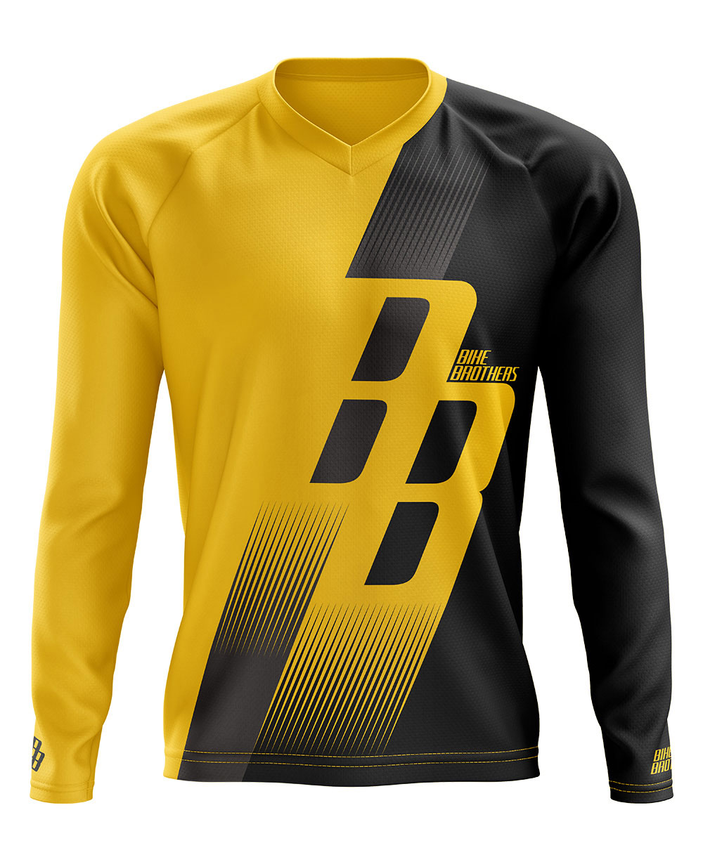 Mtb long sleeve jersey mens lifestyle FUNKY Yellow Blue - XXL XXXL *